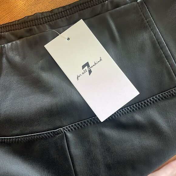 NWT 7 For All Mankind Black Faux Leather Leggings - Picture 3 of 7